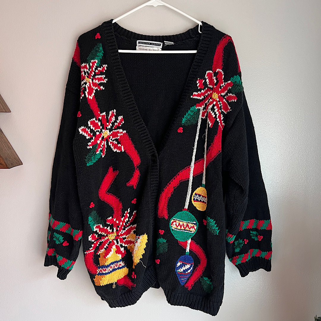 Vintage Jennifer Moore Jingle Bell Christmas Cardigan Sweater