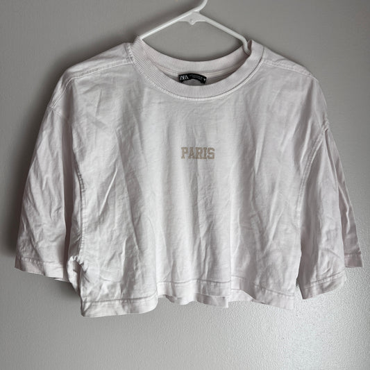 Zara cropped Paris Tee