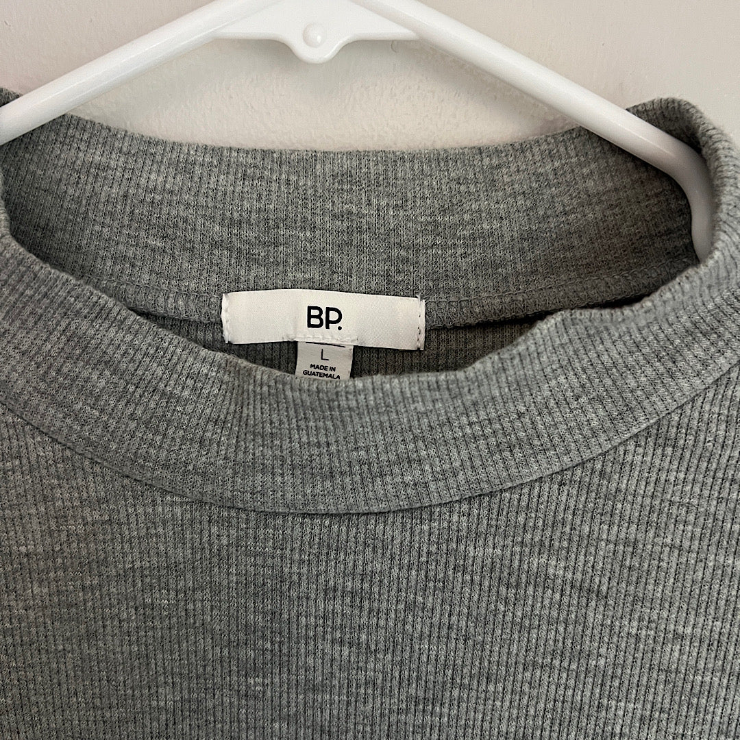 BP Mockneck Gray Cropped Long Sleeve Tee