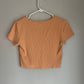 Garage Peach V Neck Stretchy Cropped Tee