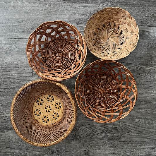 Vintage Wicker Basket Wall Decor Bundle (set of 4)