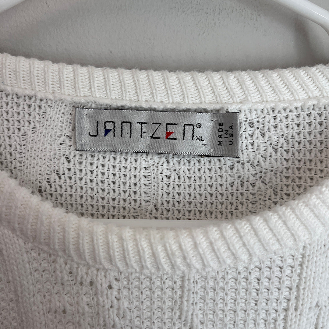 Vintage Jantzen White Textured Knit Sweater