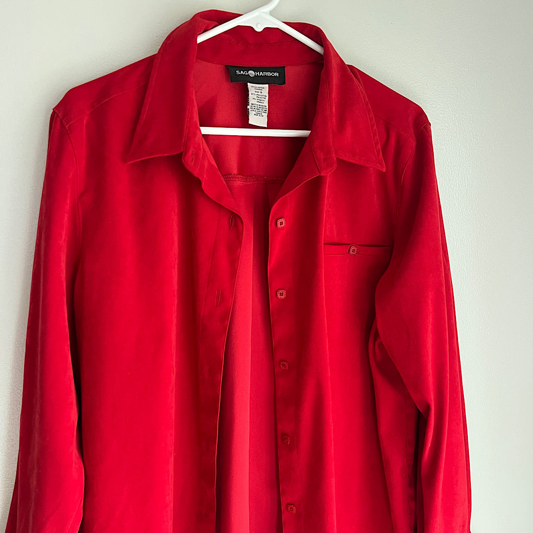 Vintage Sag Harbor Red Button Up Shirt
