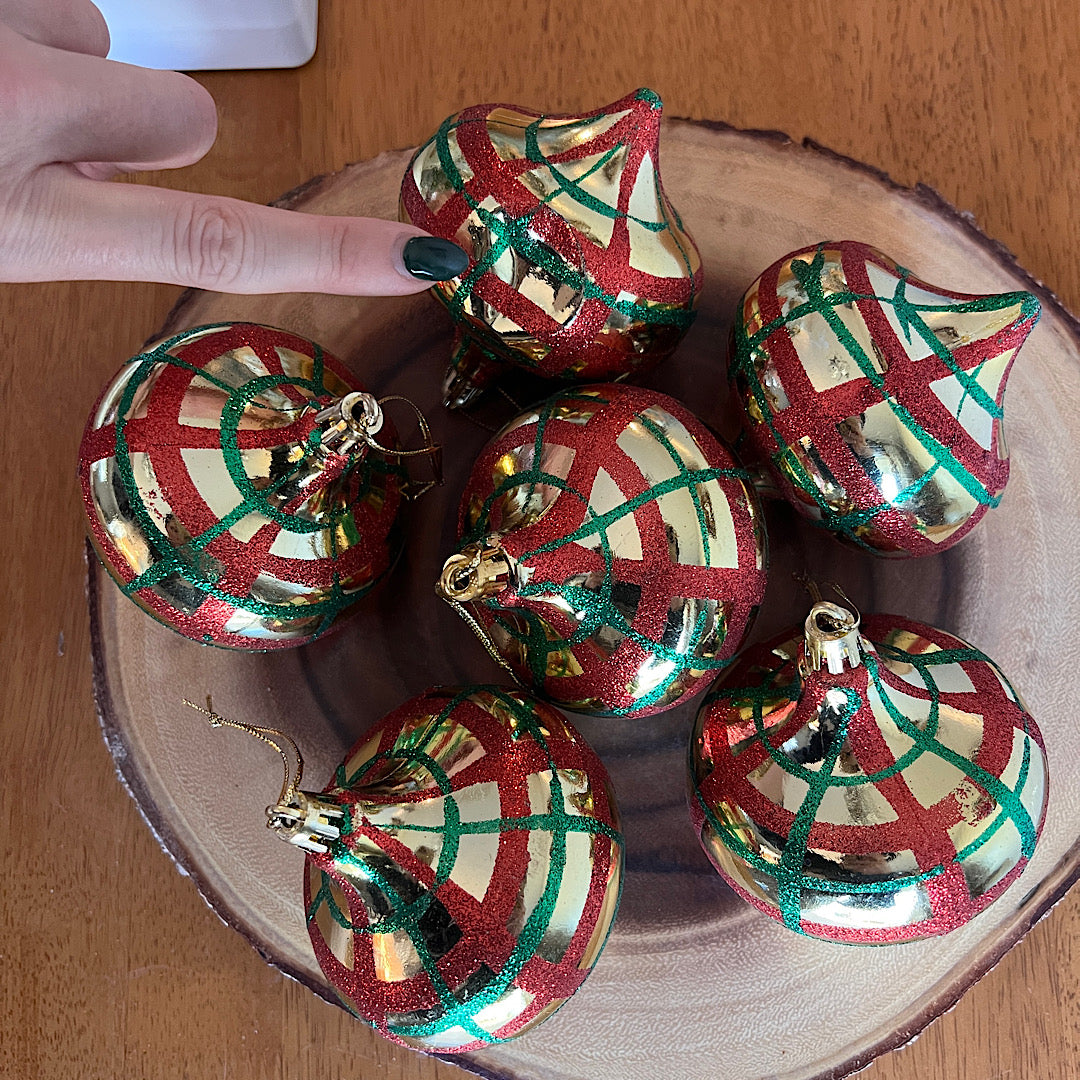 Vintage Plaid Ornaments (set of 6)