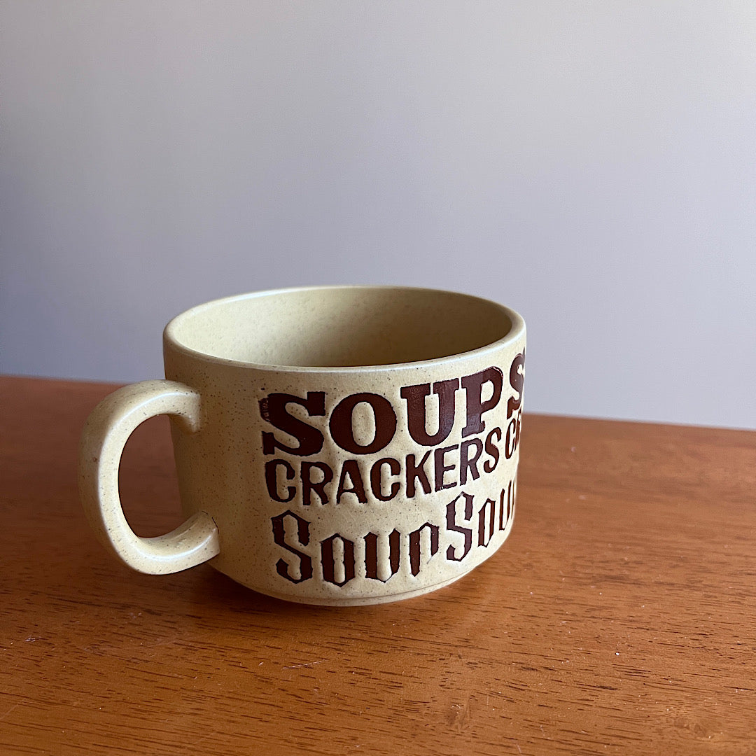 Vintage Soup & Crackers Mug Yellow