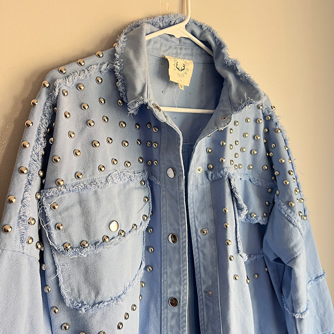 Fantastic Fawn Periwinkle Oversized Studded Jacket