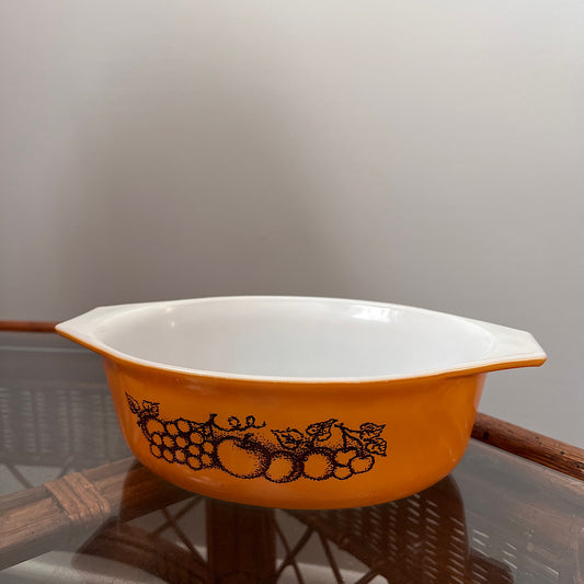 Vintage 70s Pyrex Old Orchard Casserole Dish