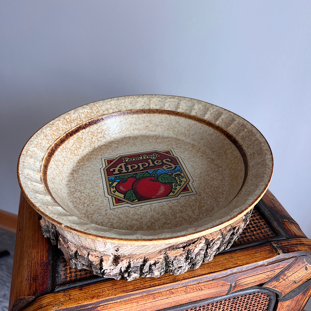 Vintage Farm Fresh Apples Stoneware Pie Dish