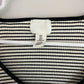 H&M Ribbed Black & White Striped Stretchy Knit Scoop Neck Long Sleeve