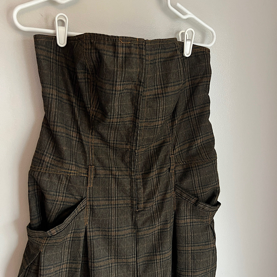 UO BDG Danny Strapless Plaid Jumpsuit