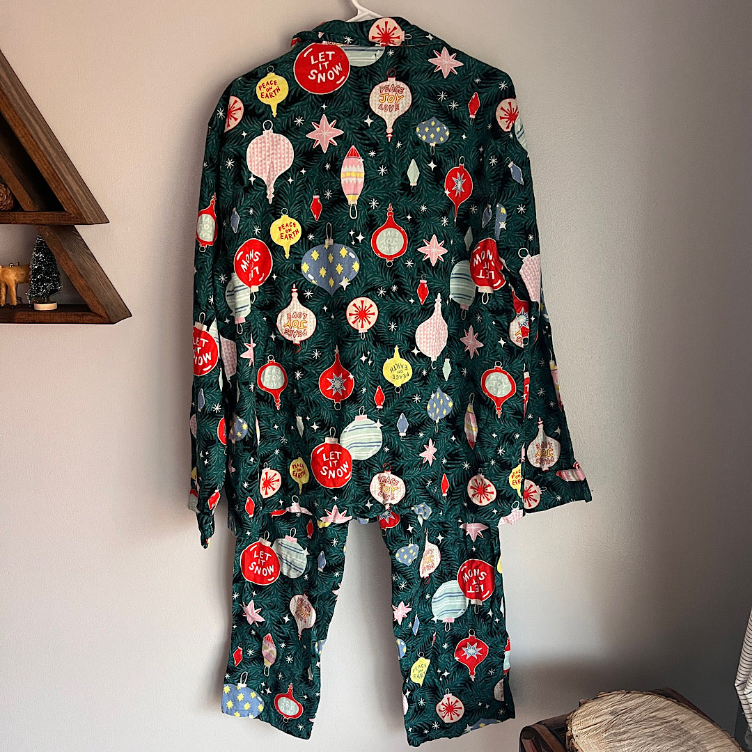 Old Navy Flannel Christmas Ornaments Pajamas Set