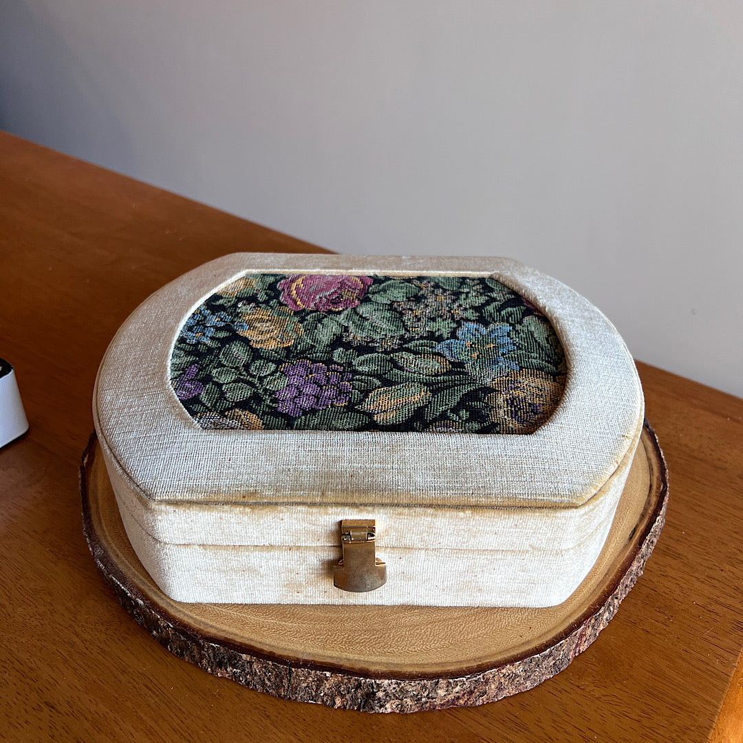 Vintage Floral & Velvet Jewelry Box