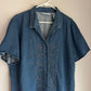 Vintage Elisabeth Floral Embroidered Denim T-Shirt Button Up