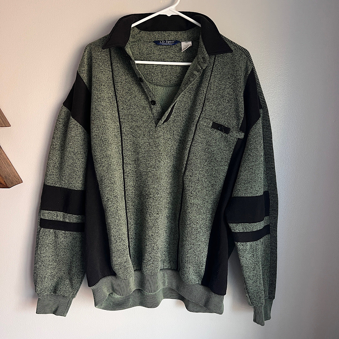 Vintage LD Sport Green and Black Pullover
