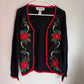 Vintage Tiara International Beaded Embroidered Christmas Zip Up Sweater