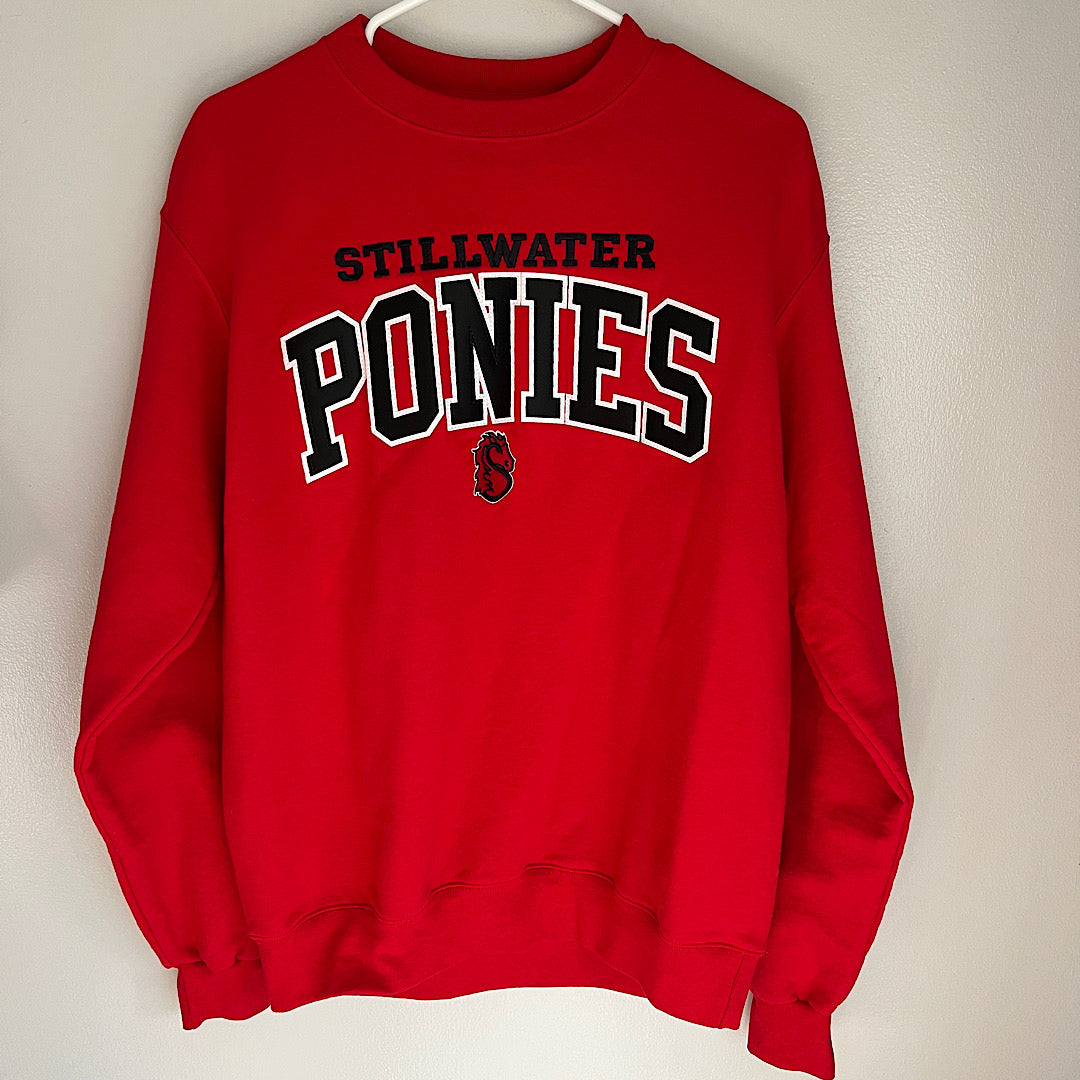 Stillwater Ponies Champion Embroidered Red Crewneck Sweatshirt