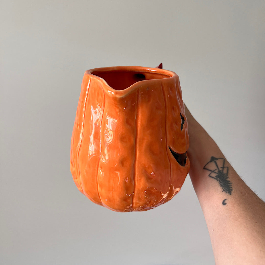 Jack o Lantern Pumpkin Ceramic Pitcher