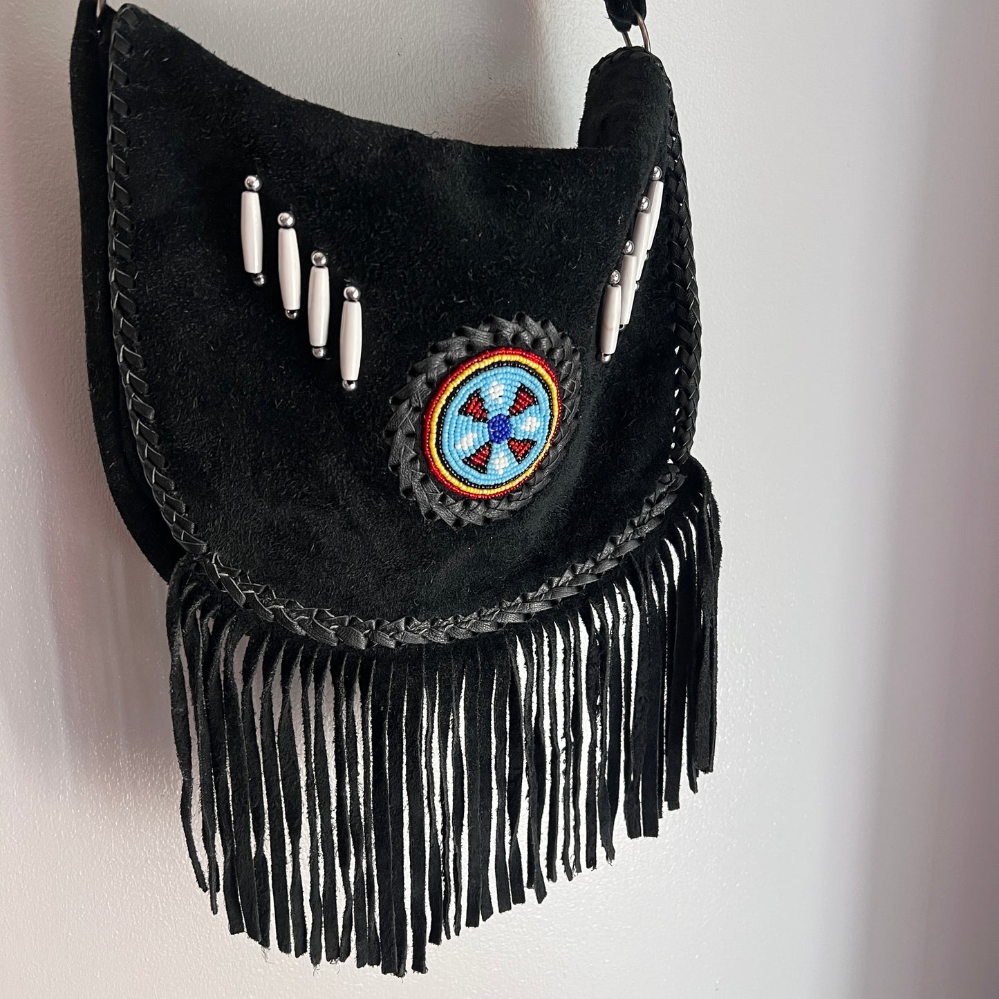 Suede Beaded Fringe Bag