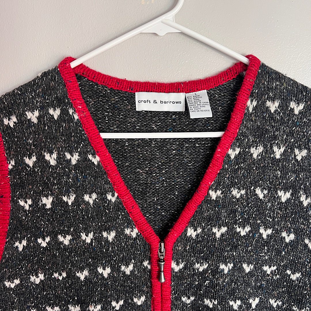 Vintage Croft & Barrow Knit Christmas Zip Up Vest