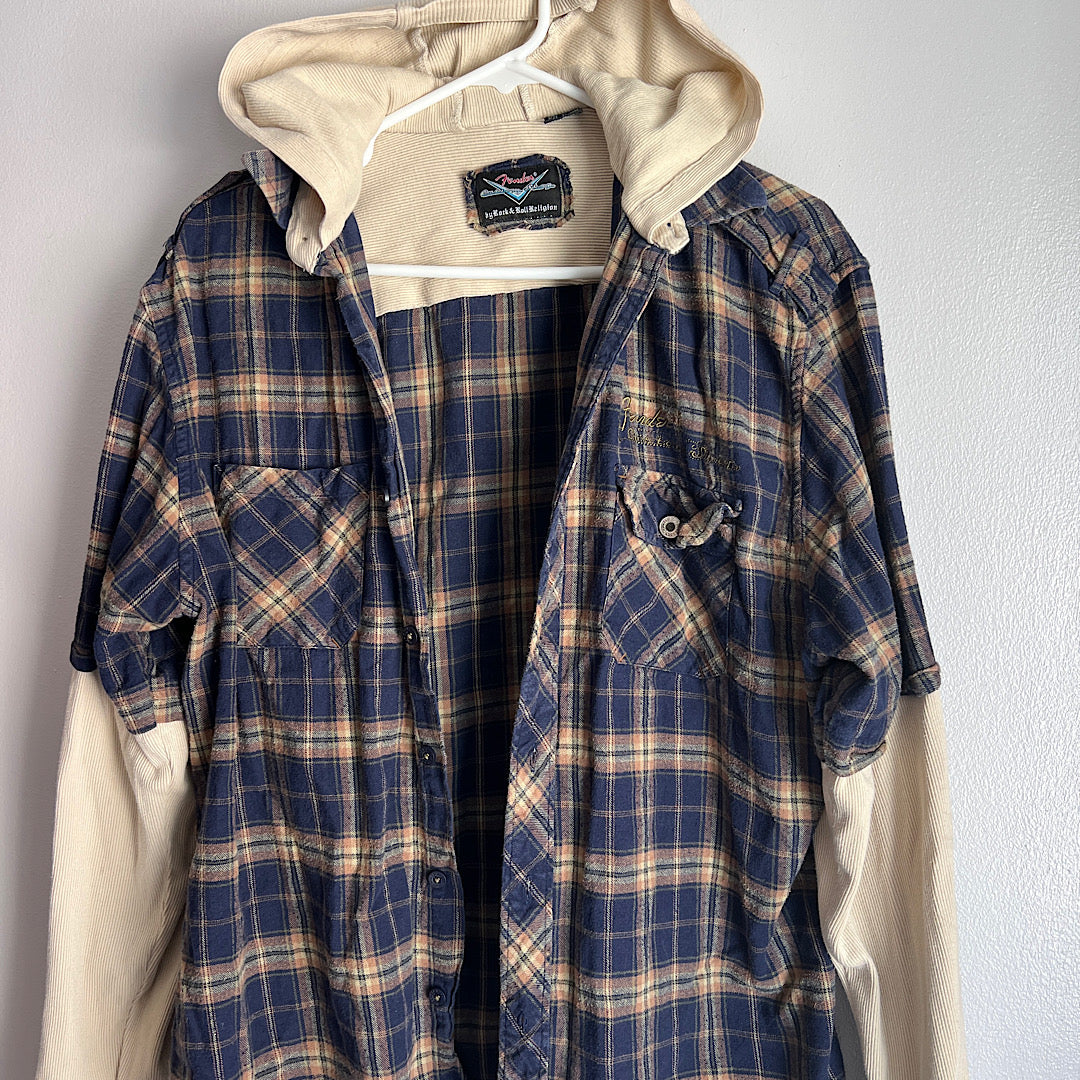 Vintage Fender Flannel Hoodie w/ Long Sleeve