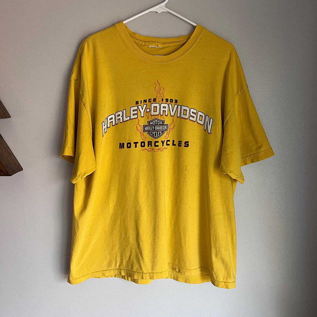 Vintage 2005 Harley Davidson Los Angeles Eagle Yellow T-Shirt