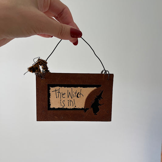 Vintage Witch Mini Metal Sign