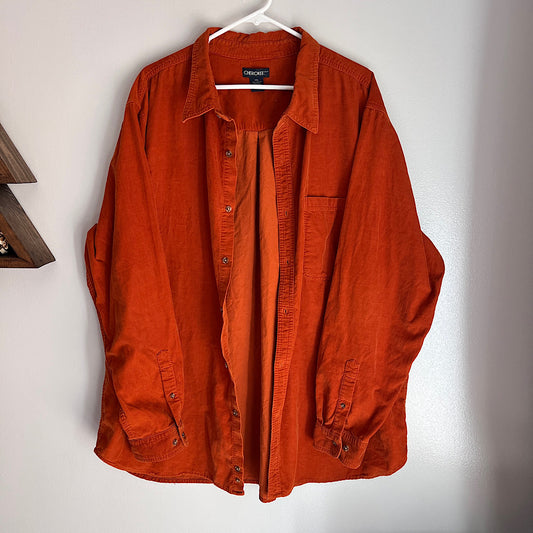 Vintage Cherokee Corduroy Burnt Orange Button Up Shirt
