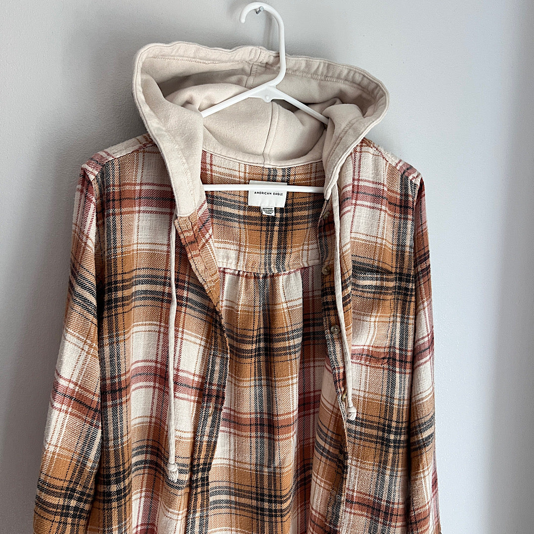 American Eagle Hooded Flannel