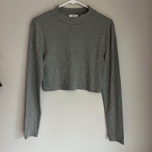 BP Mockneck Gray Cropped Long Sleeve Tee