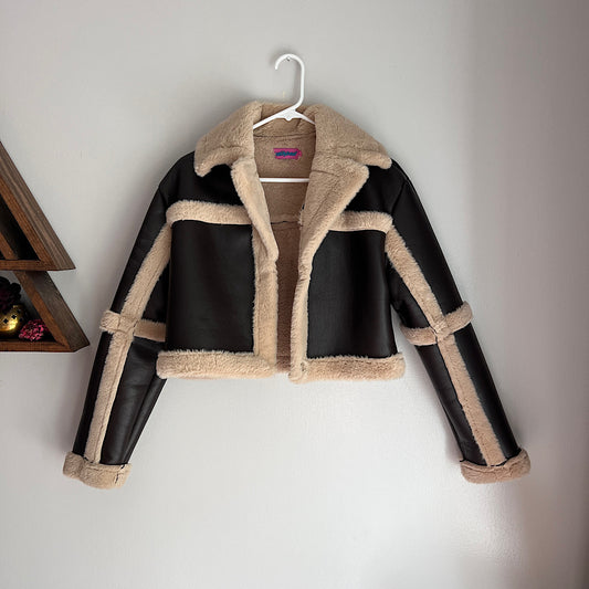 Edikted Ricky Faux Leather Shearling Jacket