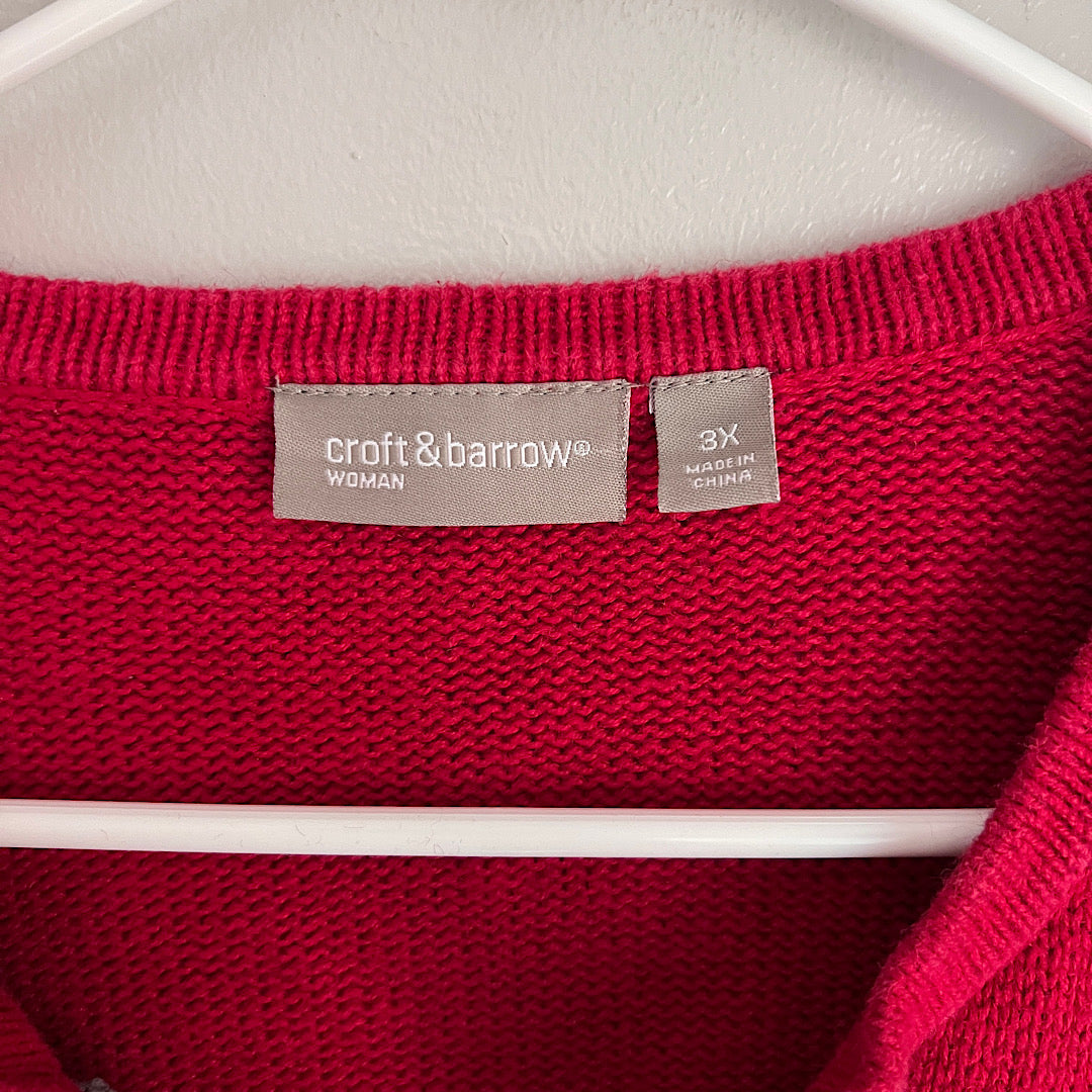 Vintage Croft & Barrow Woman Embroidered Beaded Snowflake Zip Up Sweater