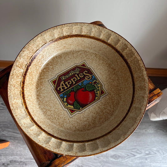 Vintage Farm Fresh Apples Stoneware Pie Dish