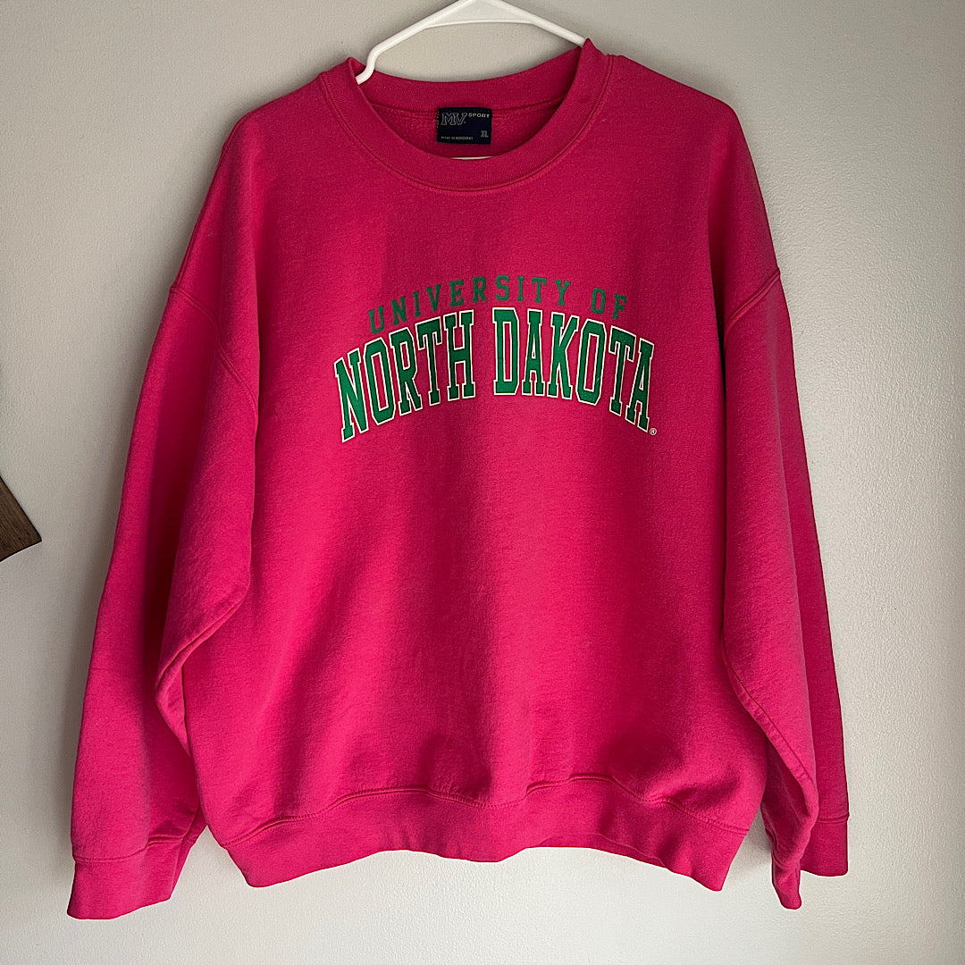 UND North Dakota Pink & Green Crewneck Sweatshirt
