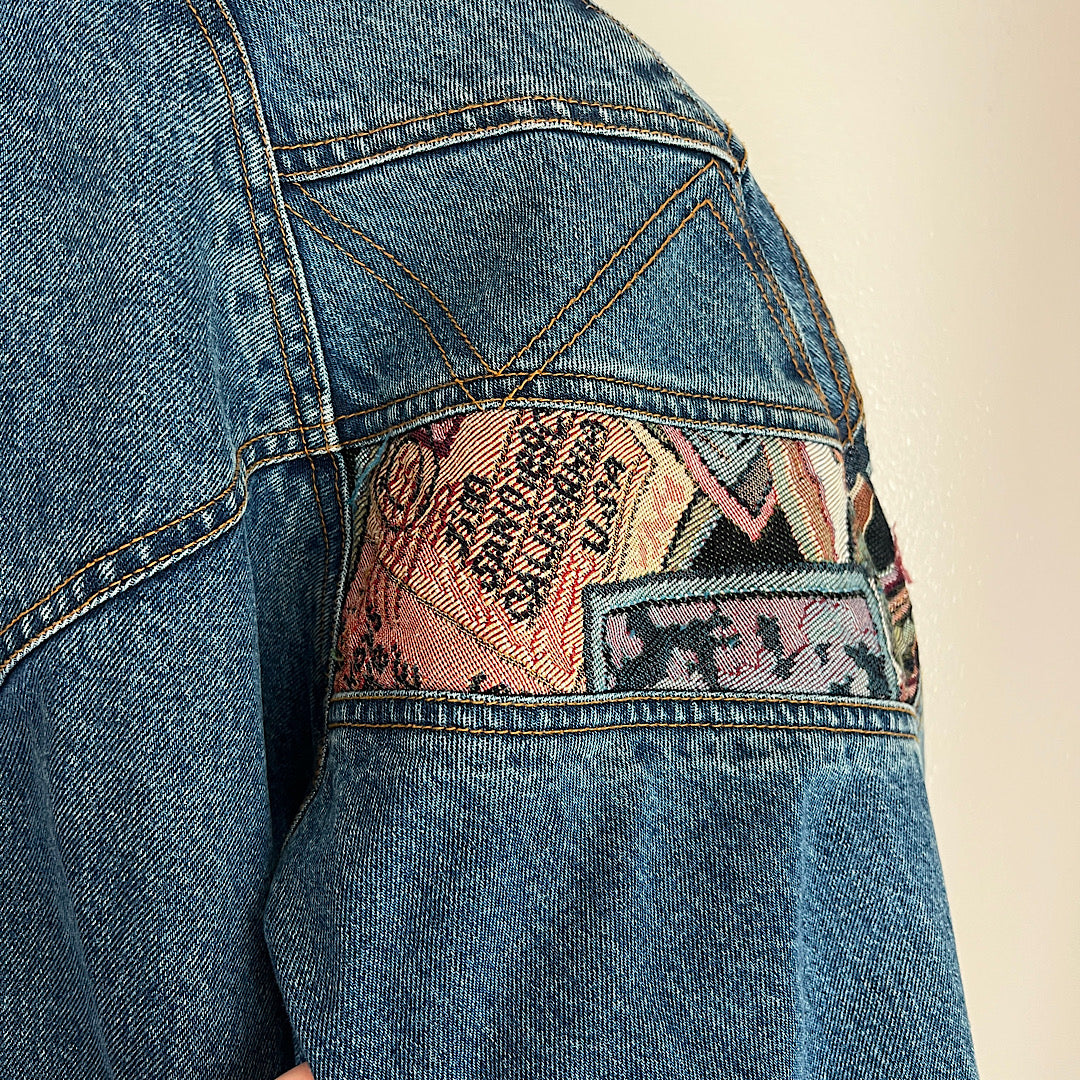 Vintage '80s Current Seen Denim Flannel Lined Jacket