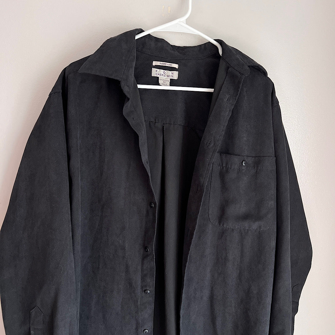 Vintage Ron Chereskin Black Sueded Luxe Button Shirt