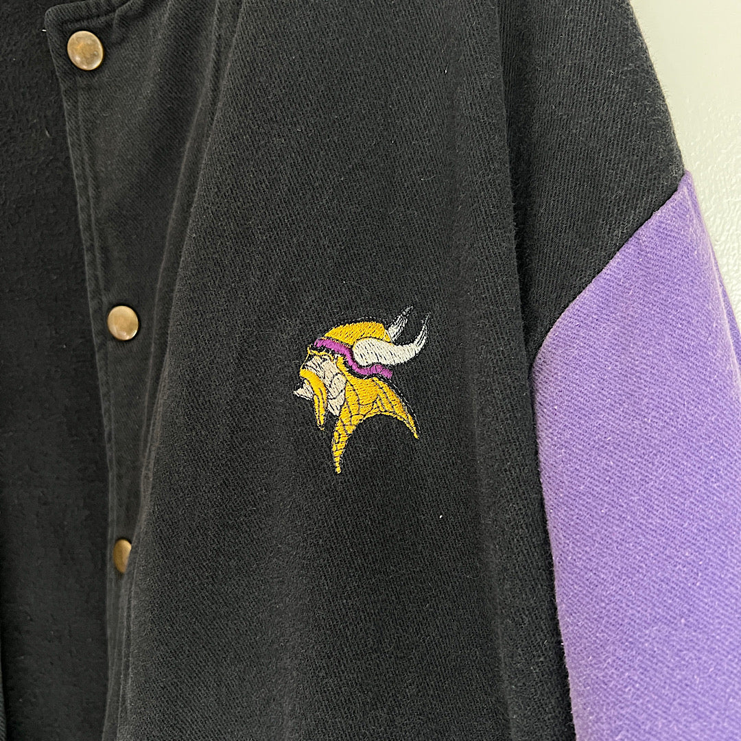 Vintage WEK Vikings Denim Varsity Bomber Jacket