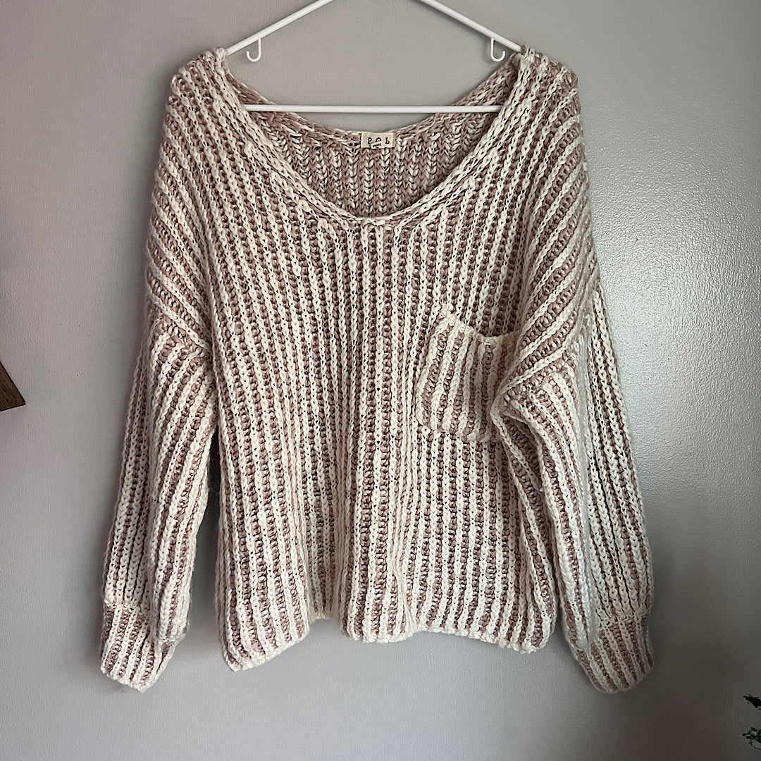 POL 2-toned Knit Cropped Sweater