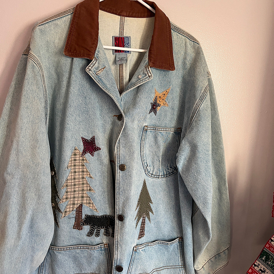 Vintage Sunbelt Stitched Trees & Stars Denim Jacket