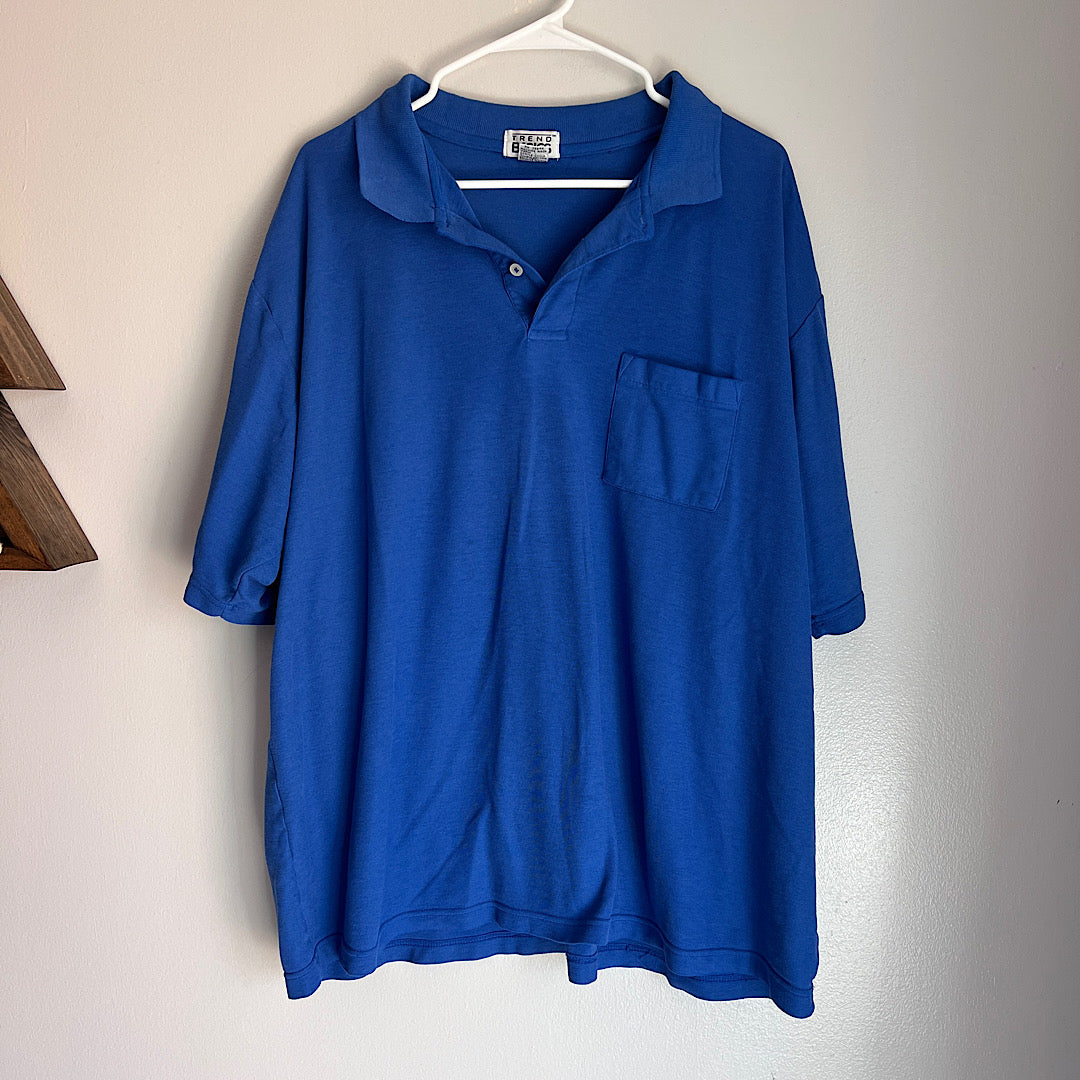 Vintage Trend Basics Soft Royal Blue Polo T-Shirt