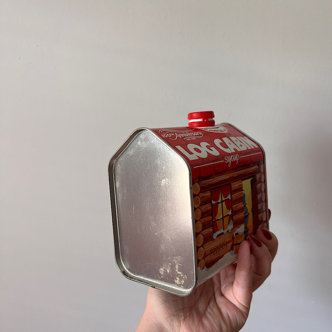 Vintage Log Cabin Syrup Tin