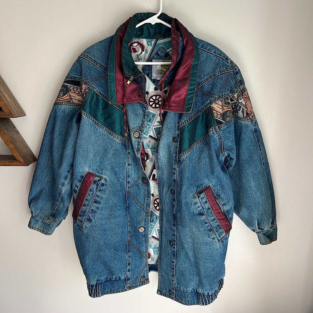 Vintage '80s Current Seen Denim Flannel Lined Jacket