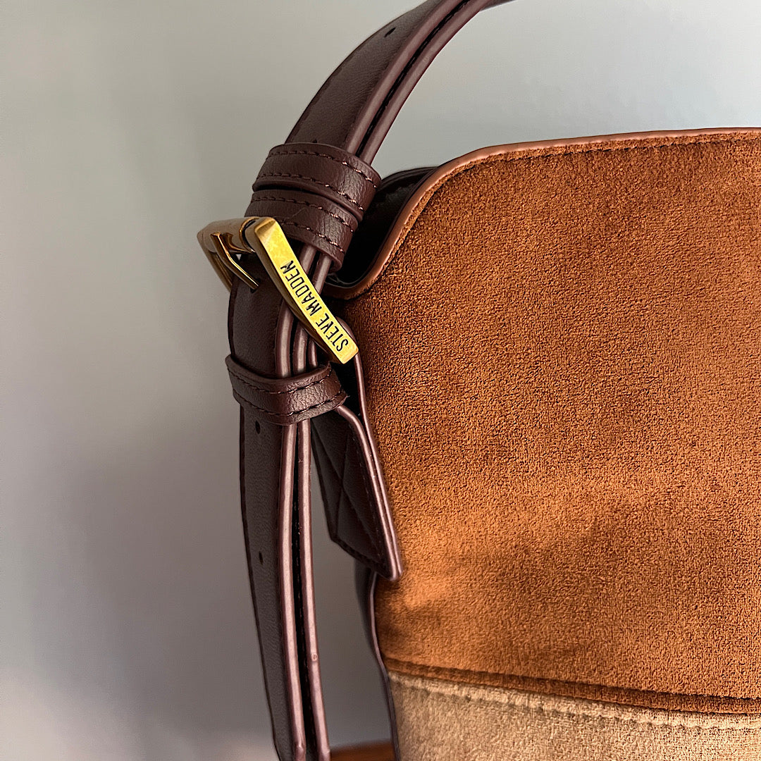 Steve Madden Tan Brown Suede Patchwork Bag Purse