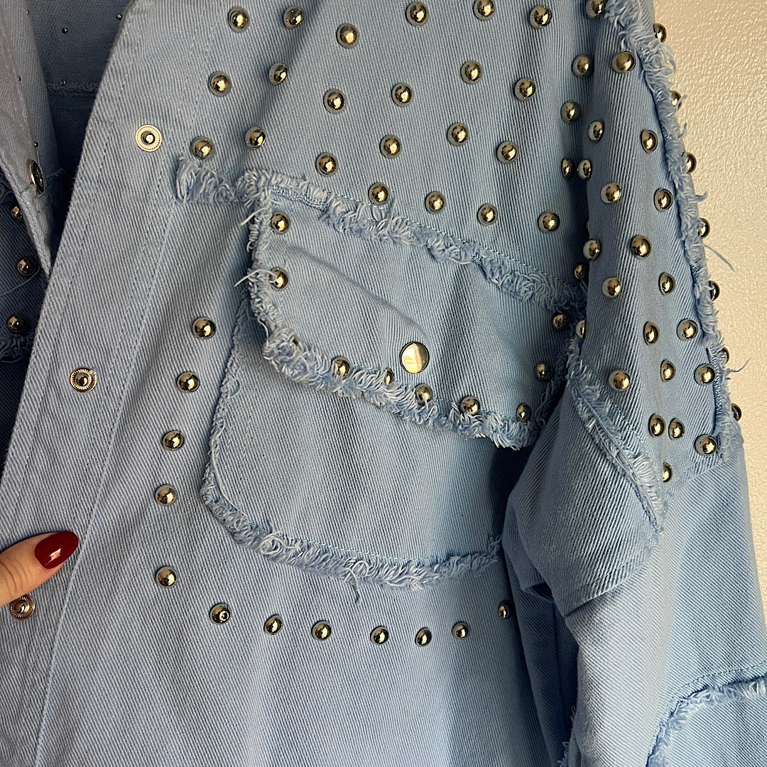 Fantastic Fawn Periwinkle Oversized Studded Jacket