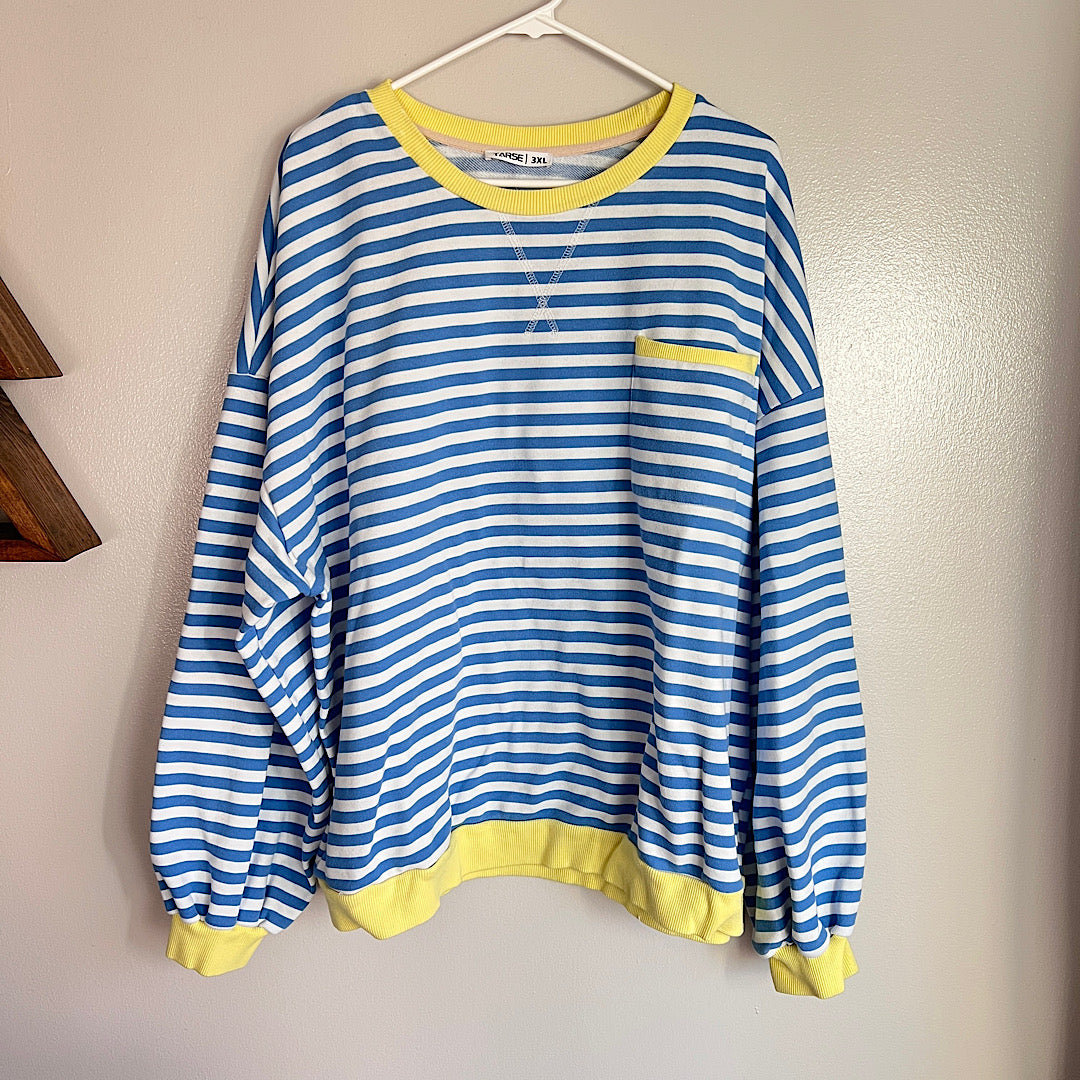 Tarse Striped 2-Toned Pullover Sweatshirt