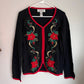 Vintage Tiara International Beaded Embroidered Christmas Zip Up Sweater