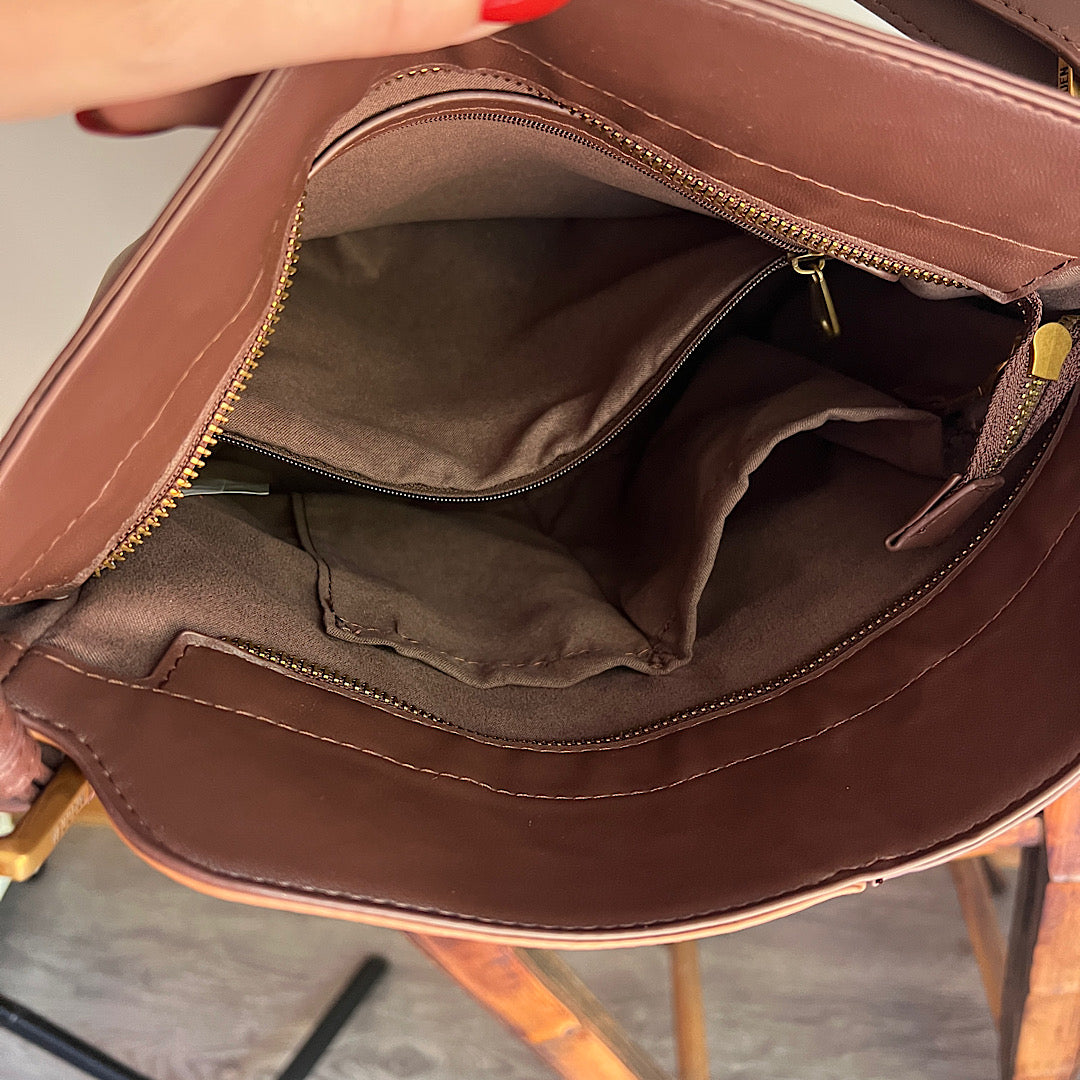 Steve Madden Tan Brown Suede Patchwork Bag Purse