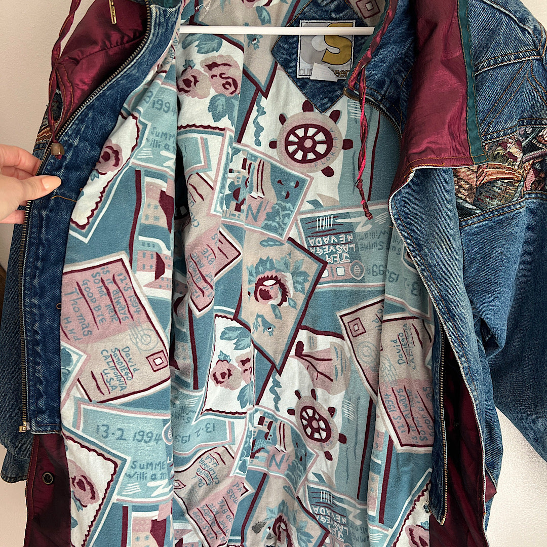 Vintage '80s Current Seen Denim Flannel Lined Jacket
