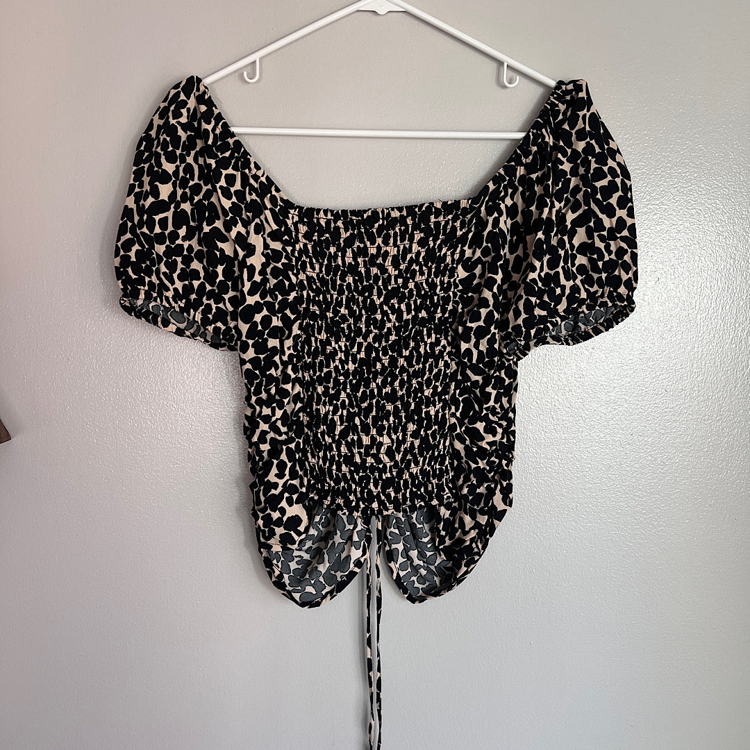 H&M Printed Black & Cream Top