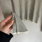 H&M Ribbed Black & White Striped Stretchy Knit Scoop Neck Long Sleeve
