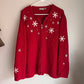 Vintage Croft & Barrow Woman Embroidered Beaded Snowflake Zip Up Sweater